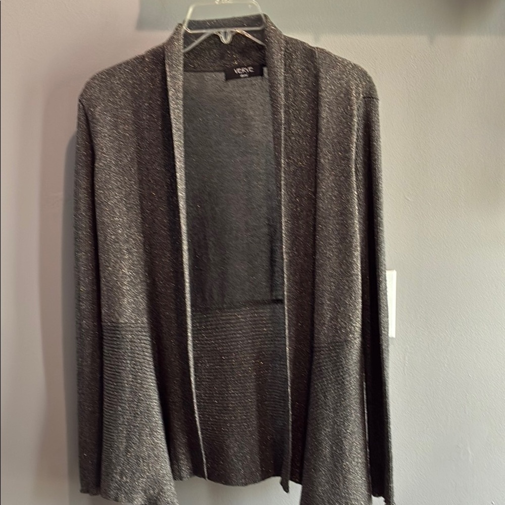 Verve Ami Gray Open-Front Elegant Cardigan